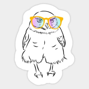 funny owl with rainbow glasses Sticker